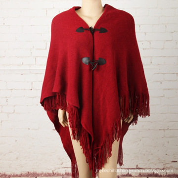 New style women thick tassels large size loose mexican ponchos shawls scarf with horn button